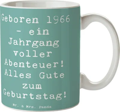 Produktbild von Mr. & Mrs. Panda haferl Spruch 1966 Geburtstag Abenteuer - Meeresbrise - Geschenk, Glückwunsch, Teetasse, Geburtstagsfeier, kaffeetasse keramik, Becher, Keramiktasse