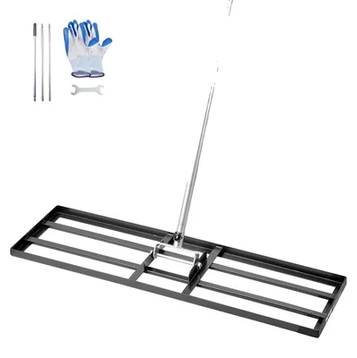Obrázek produktu pro VEVOR hrábě na trávu s násadou 213 cm, základní deska 914 x 254 mm, nerezavějící uhlíková ocel, výškově nastavitelné do 3 poloh, pro zahrady a golfová hřiště