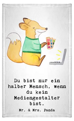 Produktbild von Mr. & Mrs. Panda Handtuch Mediengestalter Herz - Weiß - Geschenk, Grafikdesigner, Witzig, baumwolle, Klein, Gästetuch, Grafiker, badezimmer, Spruch, Gäste-WC