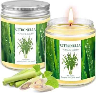 Image de Bougie à la citronnelle dans un verre, set de 2, cire de soja, huile de citronnelle, Outdoor, 100-120