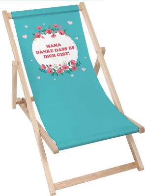 Produktbild von Dreamroots Liegestuhl klappbar Holz, bis zu 130 kg, Sonnenliege  mit 3-stufiger Neigungsregulierung der Rückenlehne, Mama danke dass es dich gibt