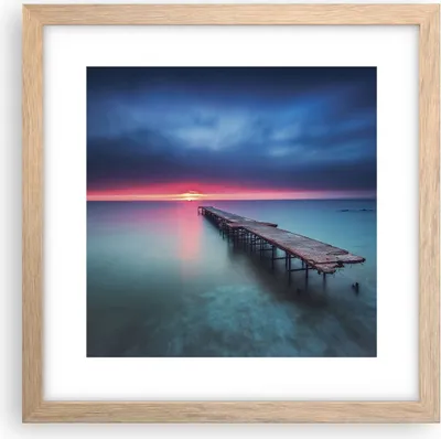 Produktbild von Gerahmtes Poster - Rahmen in heller Eiche - Brücke Meer Landschaft - 30x30 cm - Wand Bild - Wanddeko - Wandbilder - Kunstposter - Wandposter - Bilderrahmen - Bilder - Kunstdruck - P2NAC30x30-4955