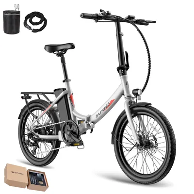 Produktbild von Faltrad mit Pedelec-Antrieb 20 Zoll 250 W Shimano 7-Gang 36 V 20 Ah Akku 120 km Reichweite IPX5, Weiß