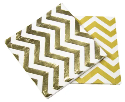 Produktbild von 20 Goldene Chevron Papierservietten 33 x 33 cm Chic - Einheitsgröße