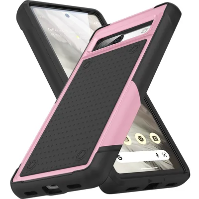 Immagine prodotto di Custodia per Google Pixel 7A, qualità militare, custodia ibrida antiurto 2in1 in PC rigido e TPU morbido Rosa Nero
