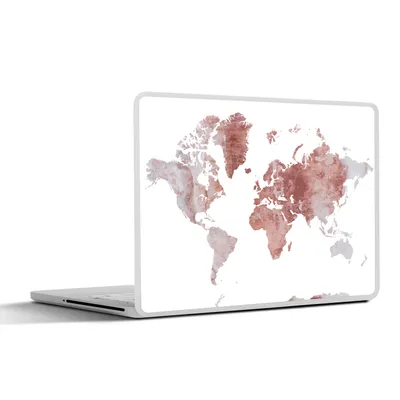 Produktbild von MuchoWow® Laptop Aufkleber Sticker Cover Weltkarte - Rosa - Marmor 36.5x27.5 cm - Laptop-Sticker