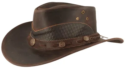 Produktbild von Scippis formstabieler, wasserabweisender Westernhut Lyndon aus Leder mit besonders detailreichen Hutband, braun, Gr. M