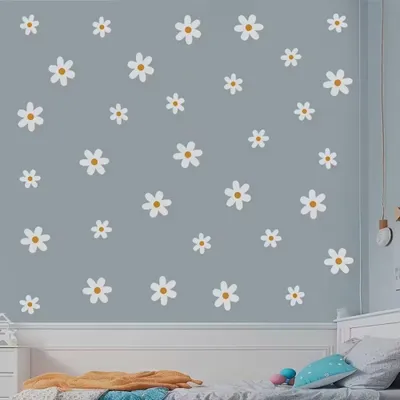 Produktbild von 3-teilige Boho-Gänseblümchen Wandtattoo,Aquarell-Cartoon-Blumen Wandsticker, Wandaufkleber Dekor,Wanddeko für Mädchenzimmer,Babyzimmer,Kinderzimmer