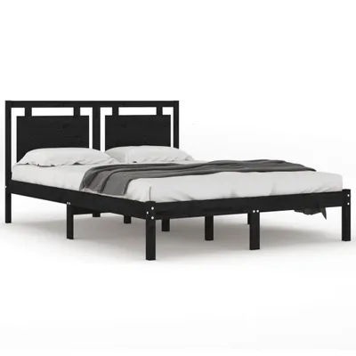 Image de Cadre de lit sans matelas noir 200x200 cm bois massif