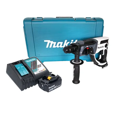 Zdjęcie produktu dla Akumulatorowa młotowiertarka Makita DHR 202 RM1W 18 V 20 mm 2,0 J biała + 1x akumulator 4,0 Ah + ładowarka + walizka
