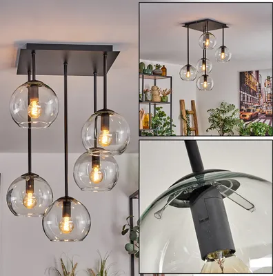 Produktbild von Cesaro Deckenlampe aus Metall/Glas in Schwarz/Klar