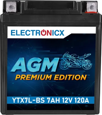 Obrázek produktu pro Elektronické motobaterie YTX7L-BS AGM, 12V, 7Ah – Výkonná baterie pro motocykly a skútry. ▶ Prémiová baterie 12V, bezúdržbová. Doprava po Německu