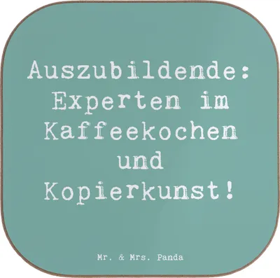 Produktbild von Mr. & Mrs. Panda Tischuntersetzer Spruch Auszubildende Kaffeekünstler - Meeresbrise - Geschenk, gläseruntersetzer, Lehrlinge, Berufsleben, Untersetzer für Gläser, Berufe
