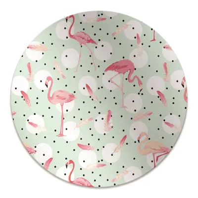 Obrázok produktu pre Okrúhla Podlahová ochranná podložka - Ochranná podložka pod stoličku - Podlahová podložka - 140x100 cm - Plameniaky a bodky