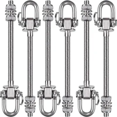 Image de SELEWARE Crochets de balançoire en acier inoxydable pour poutres en bois Poutrelles en acier 6 pièces