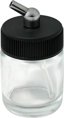 Produktbild von Wiltec Farbbecher für Airbrushpistole, 36 x 36 x 64 mm, Farbbehälter Glas mit Deckel 22 cm³, Saugsystem, Variante 3, Airbrush Ersatzteil