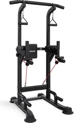 Obrázek produktu pro Hrazda, 150kg posilovací věž Dip Station, posilovací stanice Dip Station s stabilní základnou ve tvaru H a opěrkou zad, nastavitelná 12stupňová výška volně stojící hrazda na záda, 4stupňová nastavitelná opěrka zad