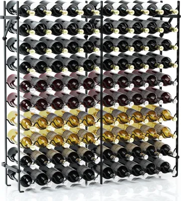 Image de Casiers à vin en métal à 10 niveaux pour 100 bouteilles, noir