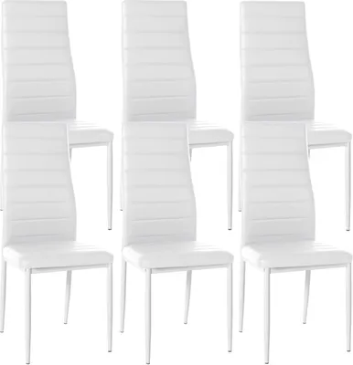Produktbild von 6er Set Esszimmerstühle Mayfair Kunstleder weiß
