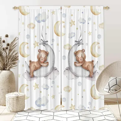 Produktbild von Fenstervorhänge mit Cartoon-Motiv für Babyzimmer und Kinderzimmer, 208,3 x 213,4 cm (B x L)