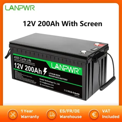 Zdjęcie produktu dla Akumulator LiFePO4 – bateria litowo-żelazowo-fosforanowa – 12V 200Ah – wbudowany system zarządzania baterią (BMS) 100A – pojemność magazynowana: 2560 Wh
