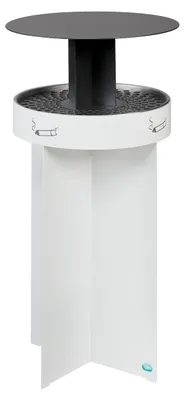 Produktbild von Robuster Ascher mit Schutzdach | HxBxT 75x44x44cm | Verzinkter Stahl | Weiß