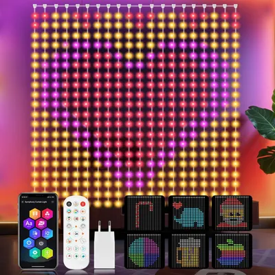 LED-Lichtgordijn 2x2 m, 400 LEDs, App & Fernbedienung, IP65