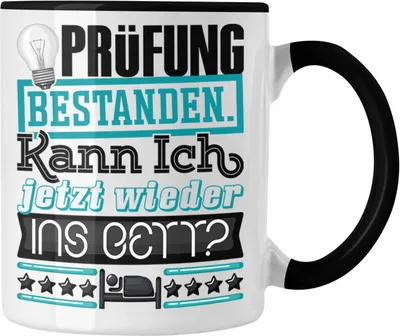 Produktbild von Trendation - Bachelor Master Prüfung Bestanden Geschenk Tasse Studium Prüfung Bestanden Kann Ich Jetzt Wieder Ins Bett Geschenkidee (Schwarz)