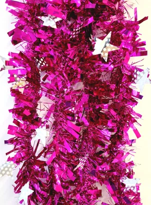 Produktbild von Lametta 5m Girlande Weihnachten Weihnachtsgirlande Christbaumschmuck Deko Sterne LMT9 Rosa