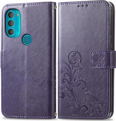 Produktbild von Mobigear Clover  Motorola Moto G71 5G Hülle Klapphülle Geldbörse - Lila
