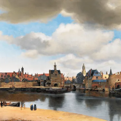 Obrázok produktu pre Johannes Vermeer Art Print Obraz - Pohľad na Delft, 1660-1661 (40 x 40 cm)
