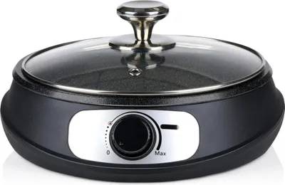 Produktbild von All Ride Teppanyaki Grillplatte 24V - Elektro Pfanne mit Deckel - Elektrische Grill Ø26cm für LKW & Camping - 250W - mit Holzspatel