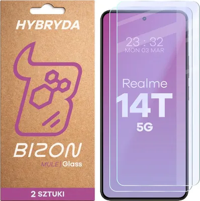 Produktbild von 2x Flexibles Hybridglas für Realme 14T 5G, Bizon Glass Mule Duo