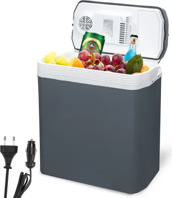 Zdjęcie produktu dla Clanmacy 24 L – lodówka turystyczna do chłodzenia i utrzymywania ciepła, mini lodówka kempingowa, lodówka termoelektryczna z trybem ECO, 12/230 V, do samochodu i gniazdka elektrycznego