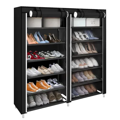 Produktbild von Schuhschrank Stoffschrank 120x30x110cm 36 Paar Schuhe Schwarz