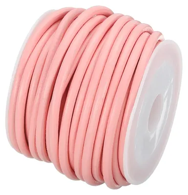 Lederband 5 m x 3 mm, echtes Rindsleder, rosa, für DIY-Schmuck