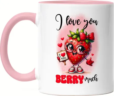 Produktbild von I Love You Berry Much Erdbeere Liebe Tasse Rosa