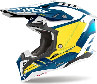 Produktbild von Airoh Aviator 3 Saber Motocross Helm, weiß/gelb/blau, S (55/56)