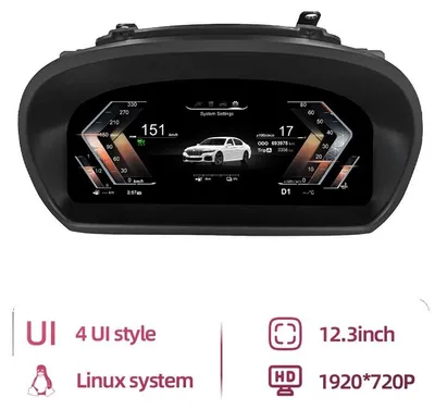 Obrázek produktu pro LCD přístrojová deska, 12,3 palce, rozlišení 1920×720, černá