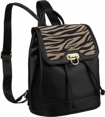 Produktbild von David Jones | Urbaner Damenrucksack, mit Klappe, aus Ökoleder, Schwarz, 24x29x15 cm