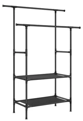 Kleiderständer aus Metall, 2 Stangen, 2 Ablagen, 70 kg