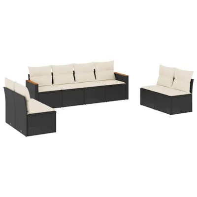 Produktbild von vidaXL 8-tlg. Garten-Sofagarnitur mit Kissen Schwarz Poly Rattan