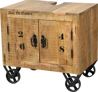 Produktbild von SIT Möbel Bad-Unterschrank auf Rollen | 2 Türen | lackiertes Mangoholz natur antik| B 66 x T 43 x H 61 cm | 01908-04 | Serie RUSTIC