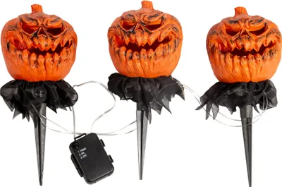 Produktbild von 3er-Set Halloween Kürbis mit Erdspieß als Gartendeko