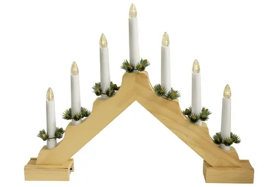 Produktbild von F-H-S Weihnachtsbogen Holz 7LED 42x32cm ohne 2xAA Batterien