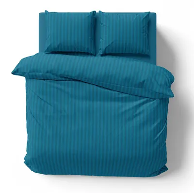 Produktbild von 3 teilige Bettwäsche 200x200 cm Mikrofaser Premium Damast Gestreift Bettbezug Garnitur Set, Petrol