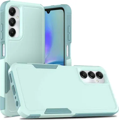 Produktbild von TJS Handyhülle für Samsung Galaxy A25 5G, mit Displayschutz aus gehärtetem Glas, strapazierfähige, stoßfeste Ganzkörper-Schutzhülle für Galaxy A25 5G (Blaugrün)