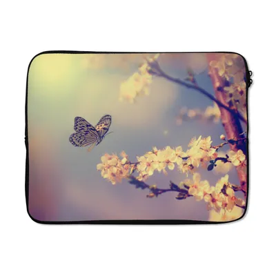 Produktbild von MuchoWow® Laptop Hülle 15 Zoll Schmetterlinge - Blüte - Zweig - Baum Laptoptasche - Laptoptasche - Sleeve - Rundum-Schutz