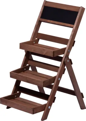 Produktbild von Dreistufige Pflanztreppe mit Kreidetafel dunkelbraun