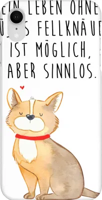 Produktbild von Mr. & Mrs. Panda Iphone XR Handyhülle Hund Glück - Weiß - Geschenk, Spruch, Handy Case, Premium Kunststoff, Corgie, Sprüche, Liebe, Herz